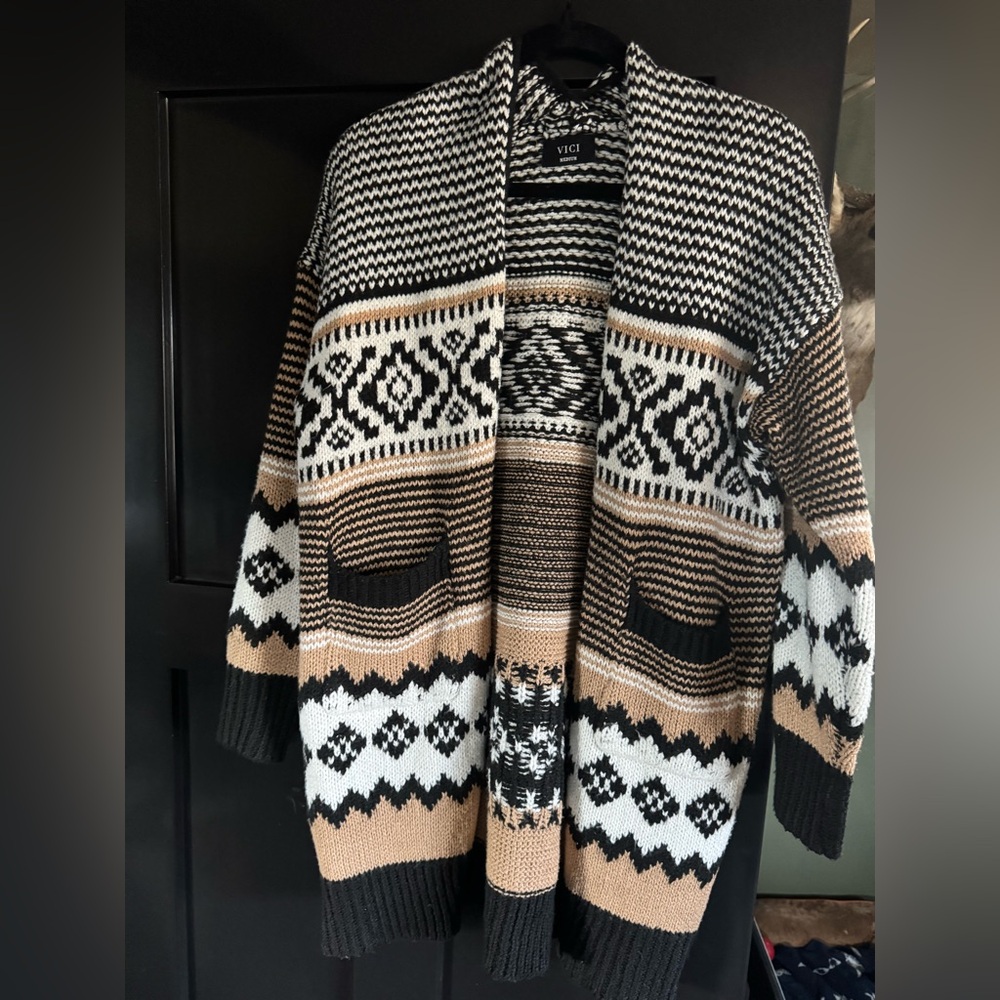 Vice Geometric Patterned Cardigan - image 1